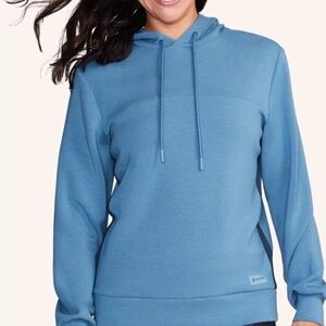 NWT Peloton Blue Satin Paneled Pullover Hoodie Size Medium